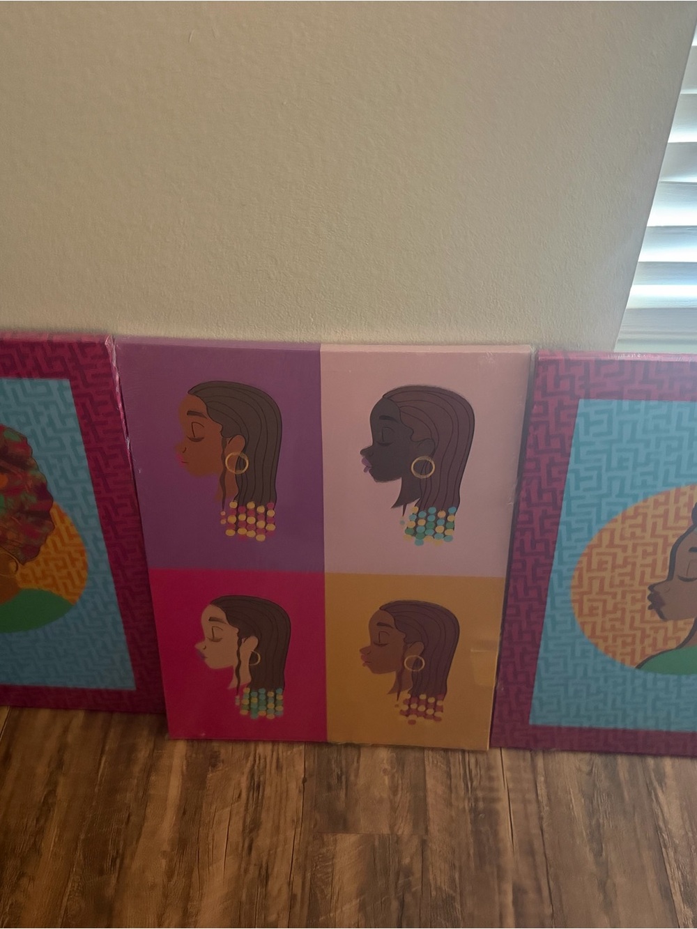 Bundle of 3 Vibrant African Profile Canvas Wall Art black paperparty Multicolor